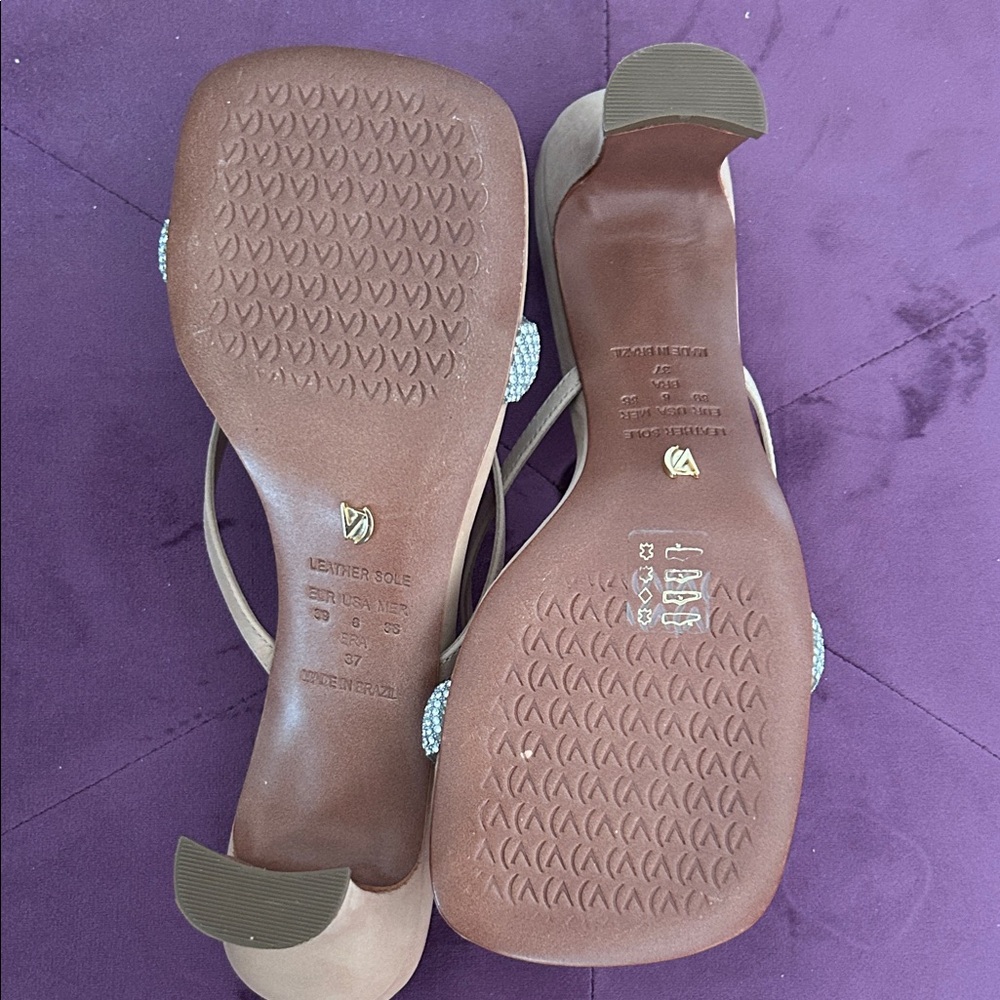 Anthropologie Leather with Rhinestones Heeled Sandals NIB - Picture 8 of 9